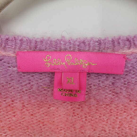 Lilly Pulitzer Pastel Pink & Yellow Ombre V-Neck Sweater - Picture 5 of 9